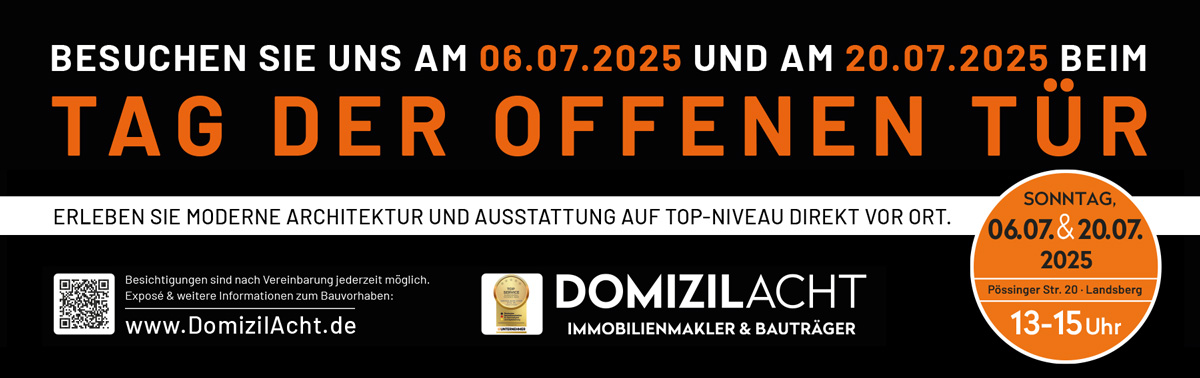 Flyer zum Tag der offenen Tür eines Neubauprojektes in Landsberg