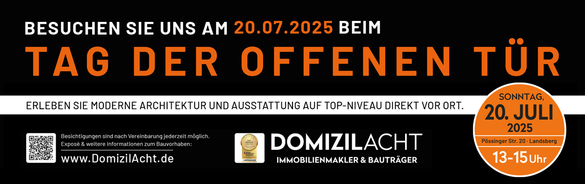 Flyer zum Tag der offenen Tür eines Neubauprojektes in Landsberg