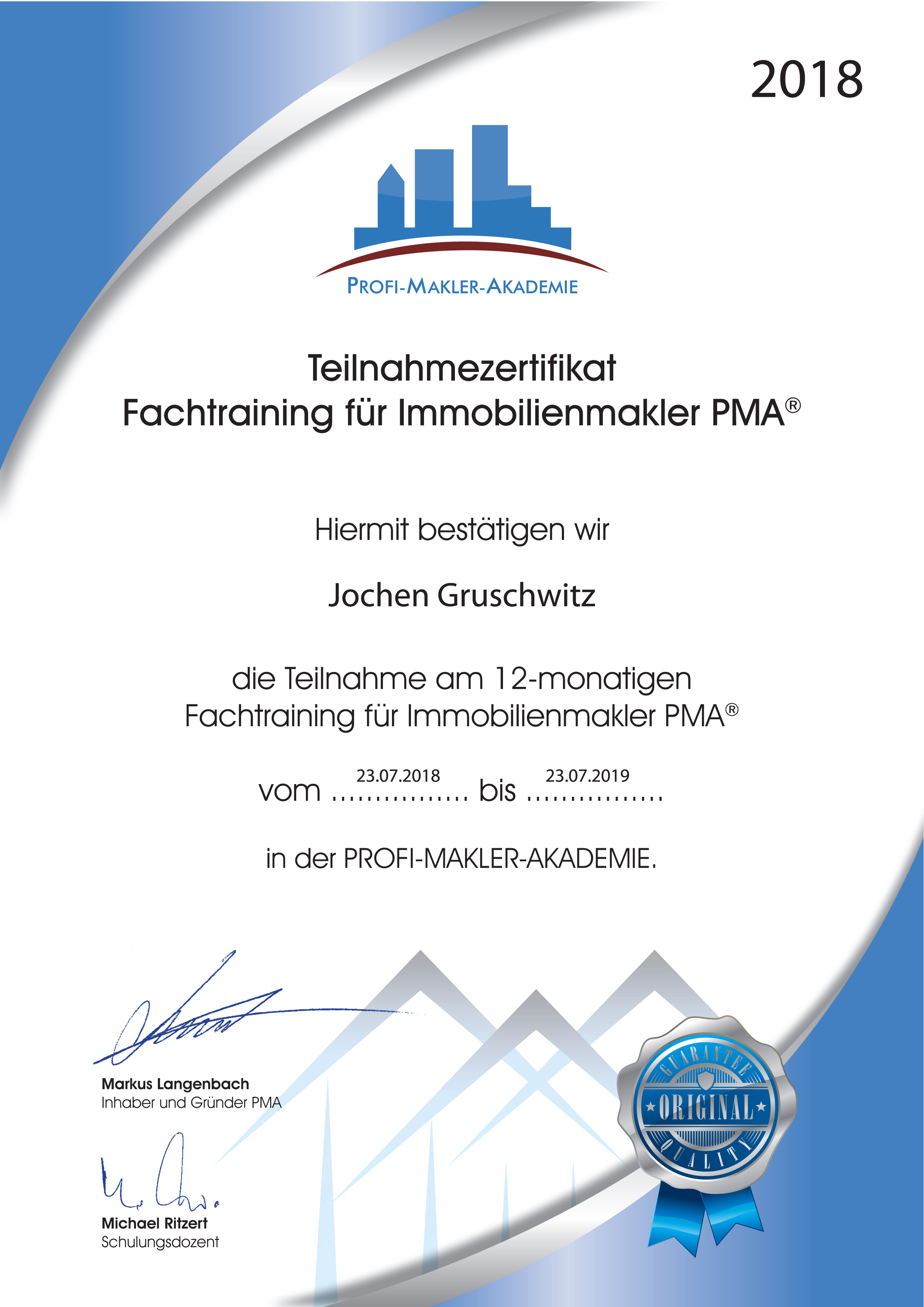 Urkunde PMA