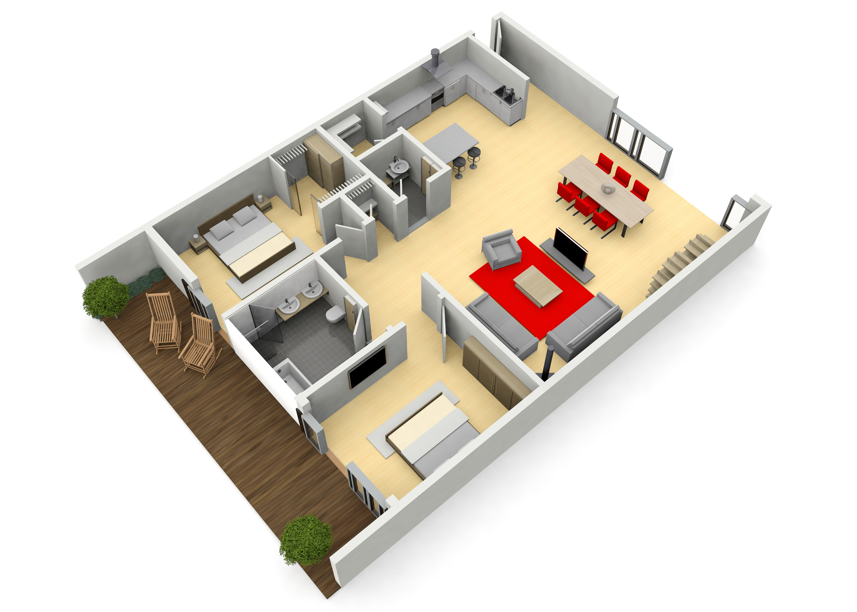 3D-Grundriss einer Wohnung