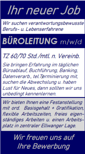 Stellenanzeige Büro-Leitung
