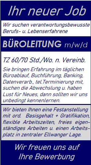 Stellenanzeige Büro-Leitung