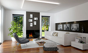 Offener Wohnbereich mit modernen Möbeln