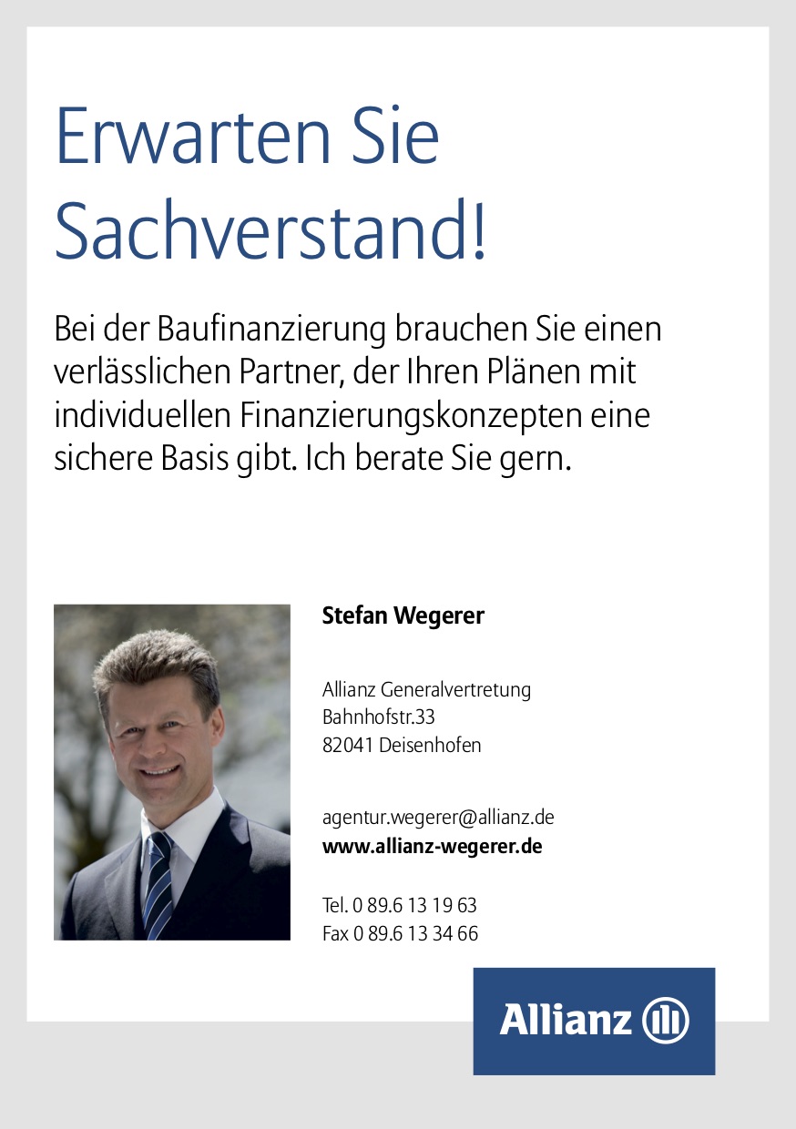 Fler der Allianz Baufinanzierung, Vertretung Allianz Wegerer Deisenhofen